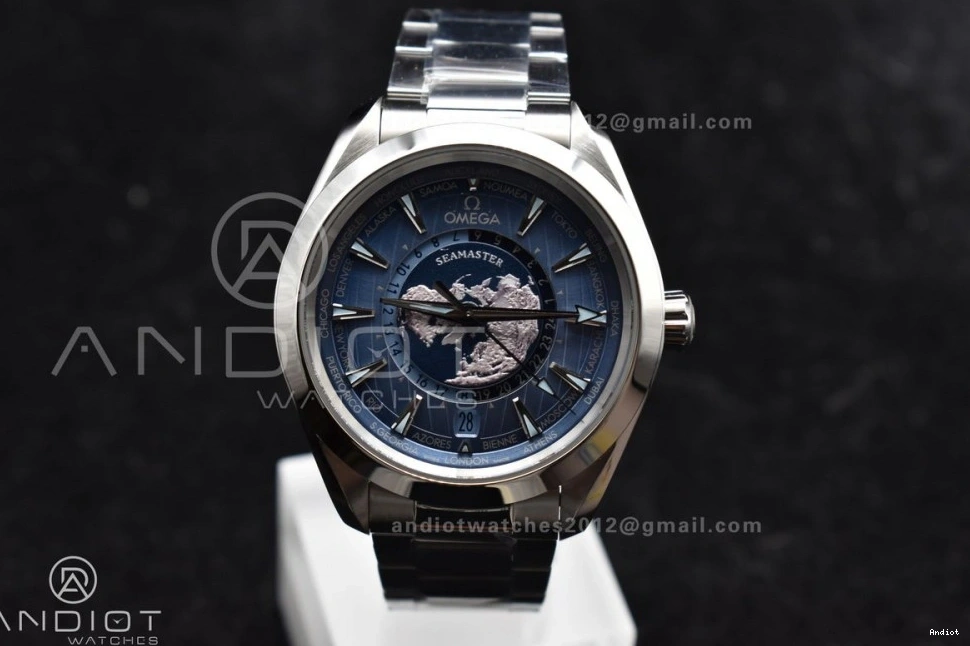 Edition On Terra 43mm Blue Bracelet 1:1 VSF Clone Stainless Worldtimer Dial A8938 Summer Aqua GMT Best Super 0304